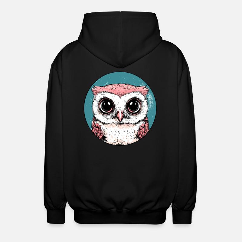Große Augen Eule - Unisex Kapuzenjacke - Schwarz