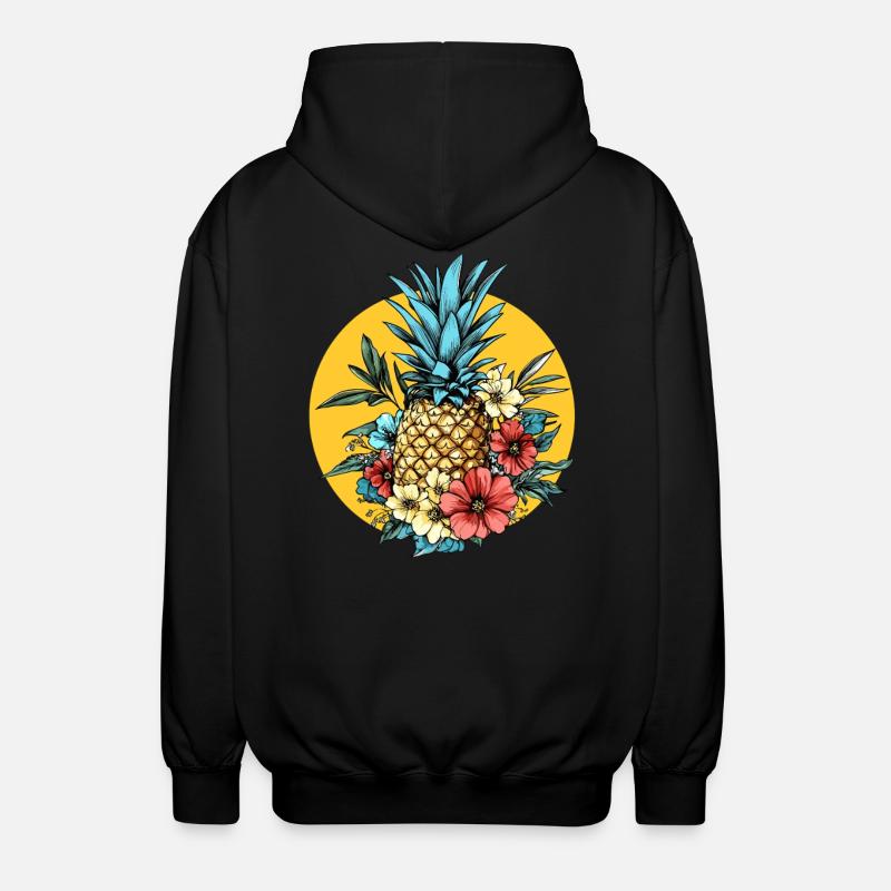 Ananas aux fleurs - Veste à capuche unisexe - noir