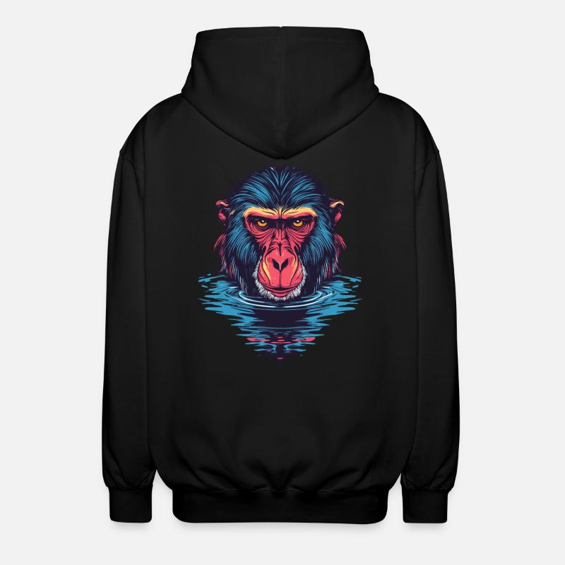 Singe mandrill dans l’eau - Veste à capuche unisexe - noir