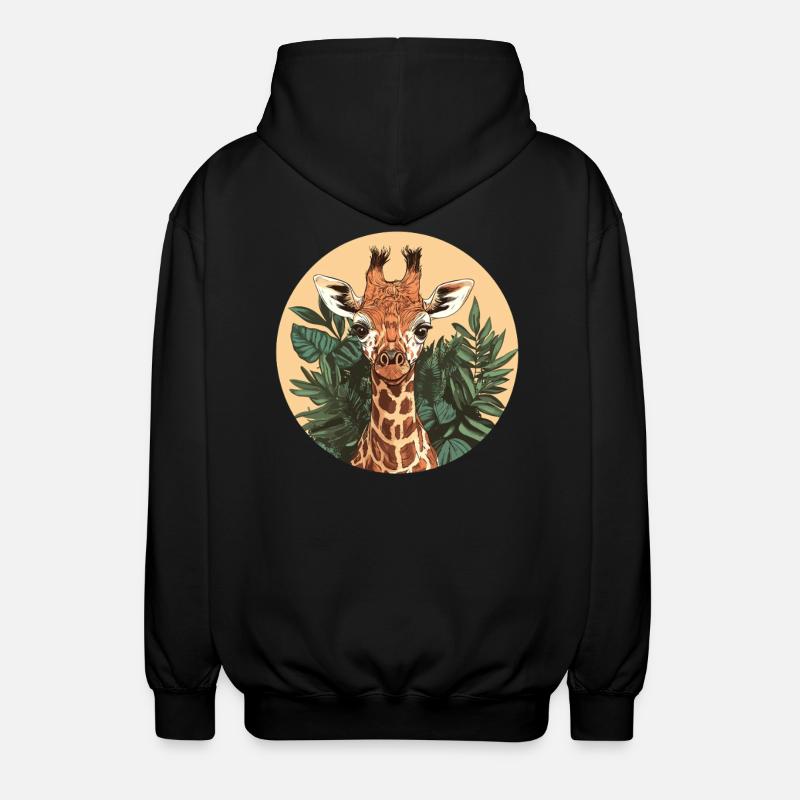 Giraffe im Dschungel - Unisex Kapuzenjacke - Schwarz