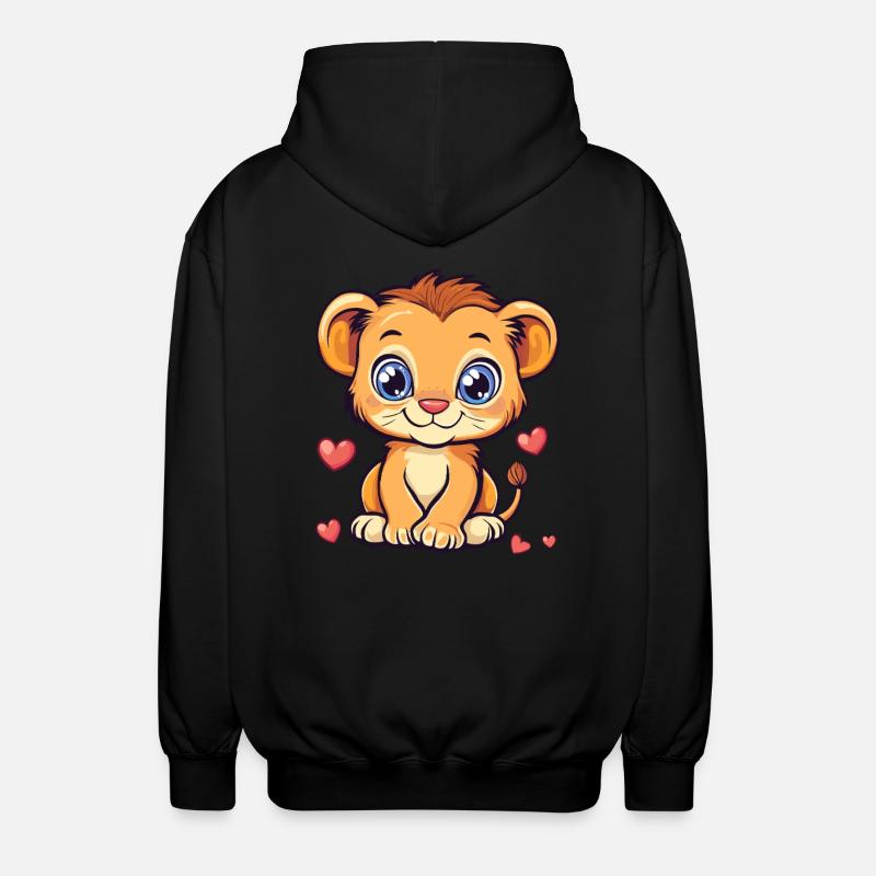 Lion avec des cœurs - Veste à capuche unisexe - noir