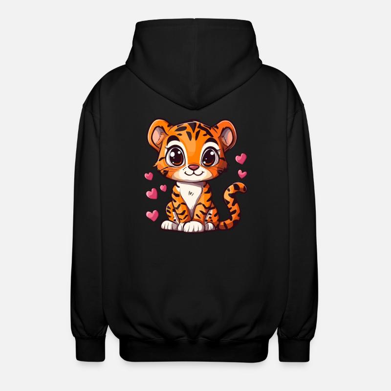 Süßer Tiger mit Herz - Unisex Kapuzenjacke - Schwarz