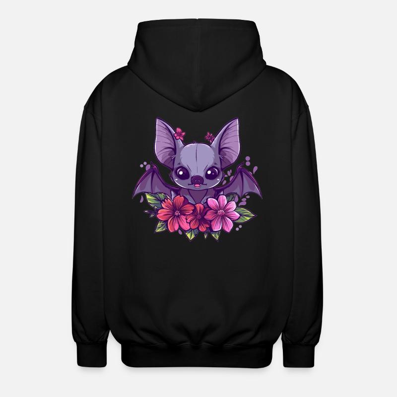 Chauve-souris fleur avec breloque - Veste à capuche unisexe - noir