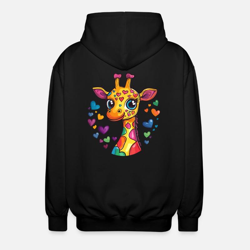 Mignonne girafe arc-en-ciel - Veste à capuche unisexe - noir
