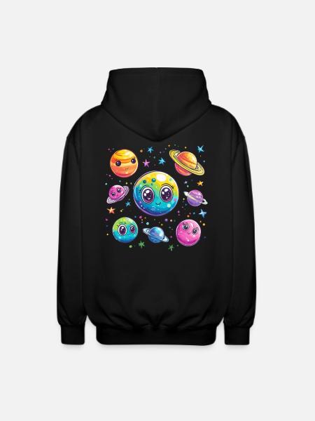 Bunte Planetenfreunde - Unisex Kapuzenjacke - Schwarz