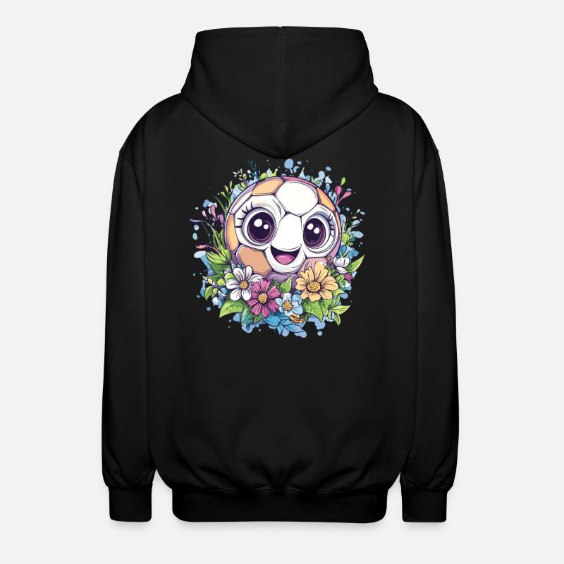 Fußball mit Blumen - Unisex Kapuzenjacke - Schwarz