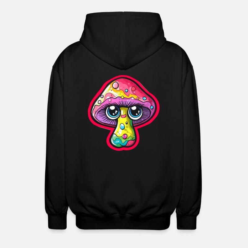 Bunter Pilz mit Augen - Unisex Kapuzenjacke - Schwarz