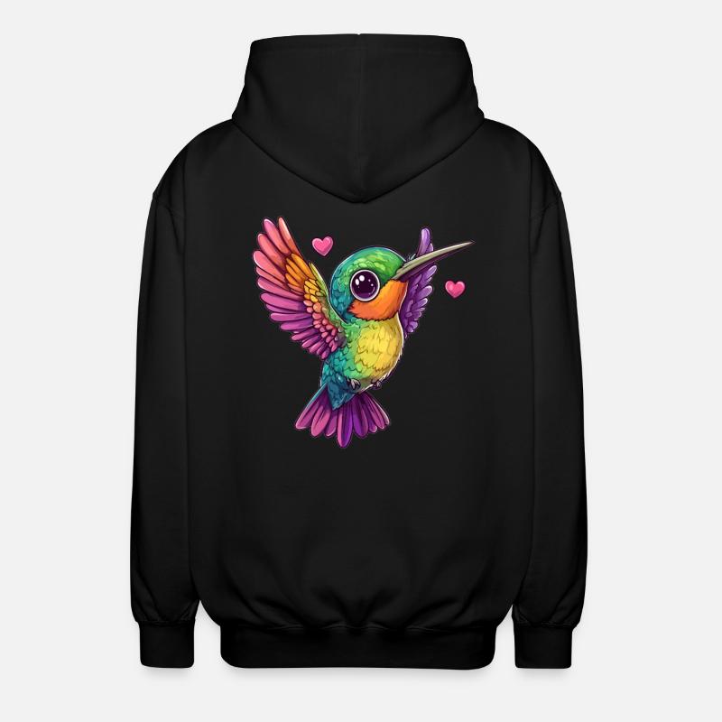 Kolibri mit Herzchen - Unisex Kapuzenjacke - Schwarz