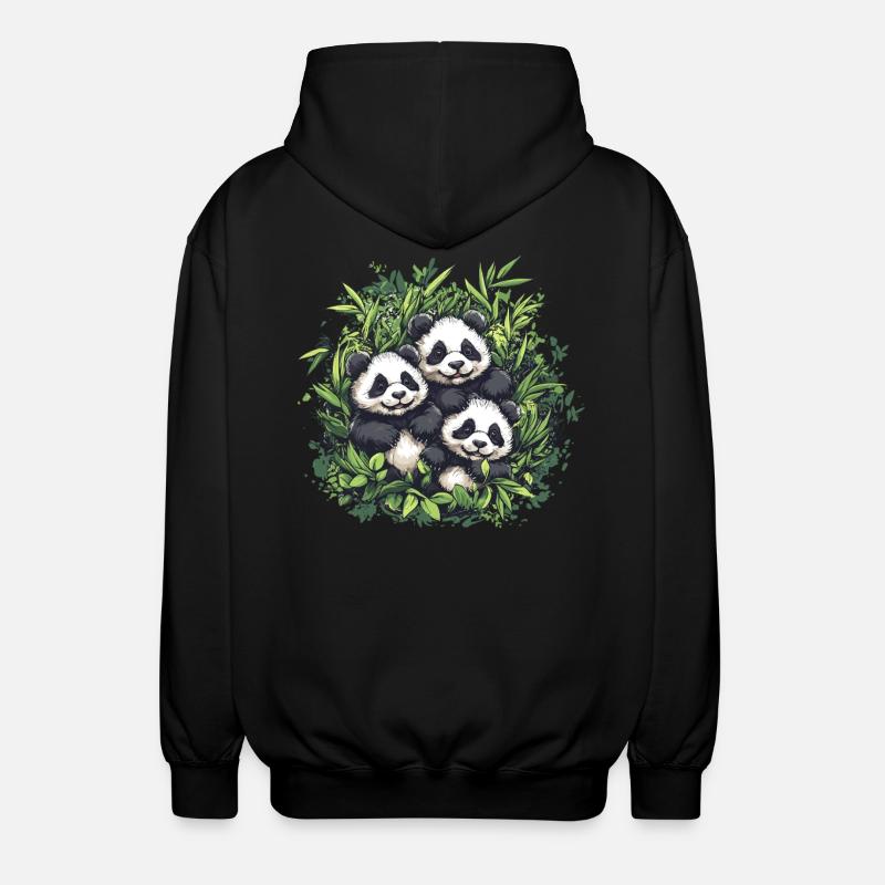 Trois pandas en bambou - Veste à capuche unisexe - noir