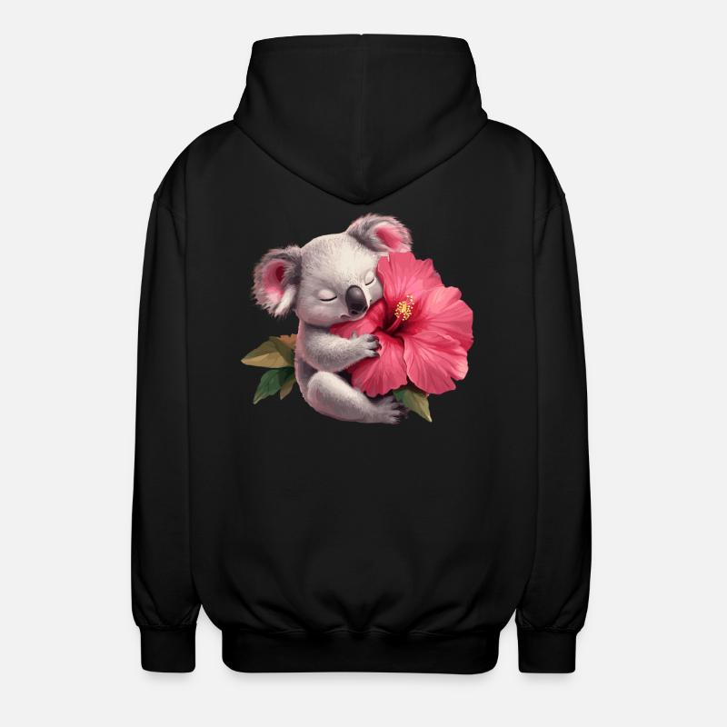 Koala mit Riesenblume - Unisex Kapuzenjacke - Schwarz