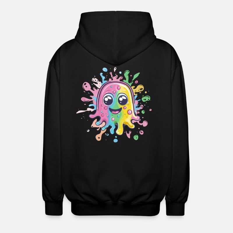 Bunter Farbklecks mit Gesicht - Unisex Kapuzenjacke - Schwarz