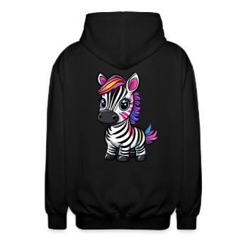 Bunt gestreiftes Zebra - Unisex Kapuzenjacke - Schwarz - Hinten - AI Model Male 185 light (185cm)
