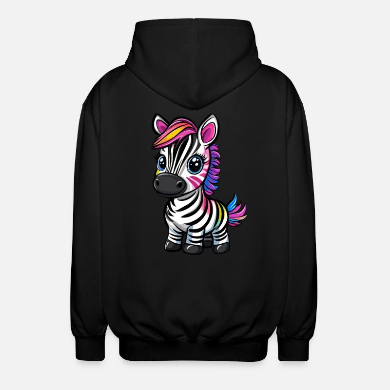 Bunt gestreiftes Zebra - Unisex Kapuzenjacke - Schwarz
