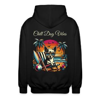 Chihuahua Sommer Retro Vintage Strand Sonnenbrille - Unisex Kapuzenjacke - Schwarz - Hinten - AI Model Male 185 light (185cm)