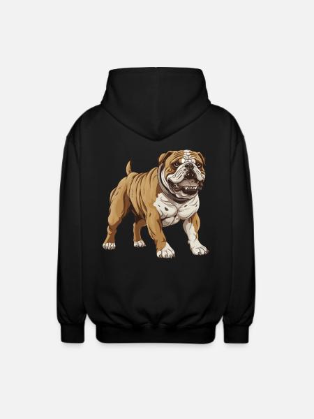 Bulldog Dog - Unisex Hooded Jacket - black