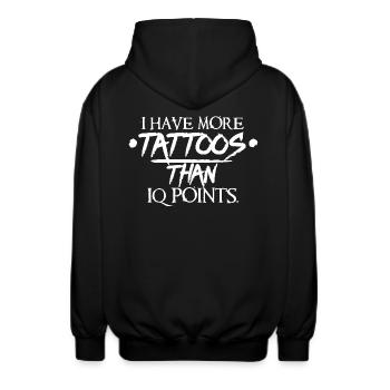 Funny Tattoo Lover Gift Iq Test - Unisex Hooded Jacket - black - Back - AI Model Male 185 light (185cm)
