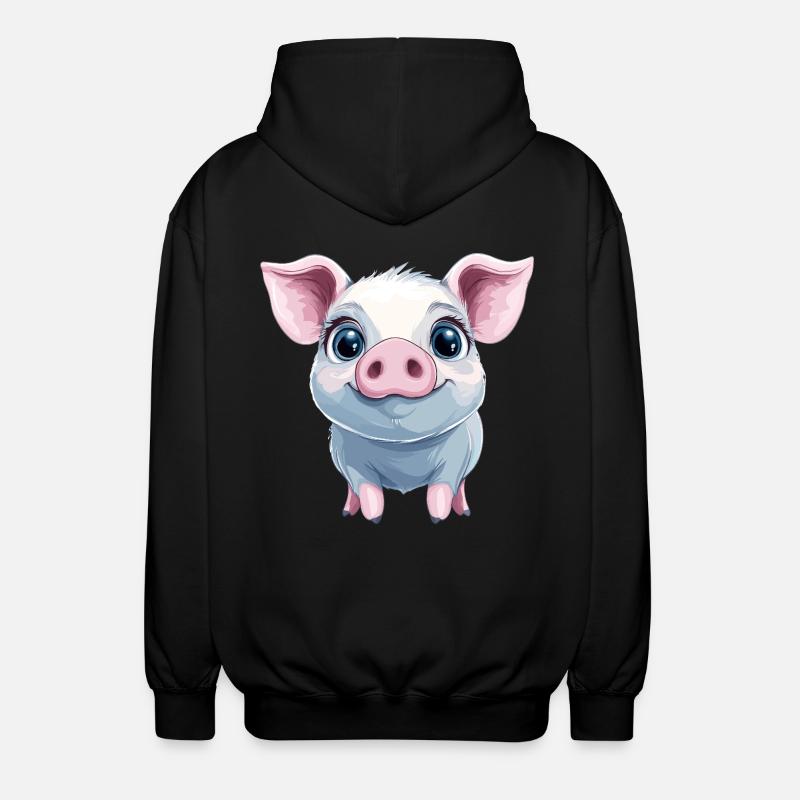 Cochon rose heureux - Veste à capuche unisexe - noir