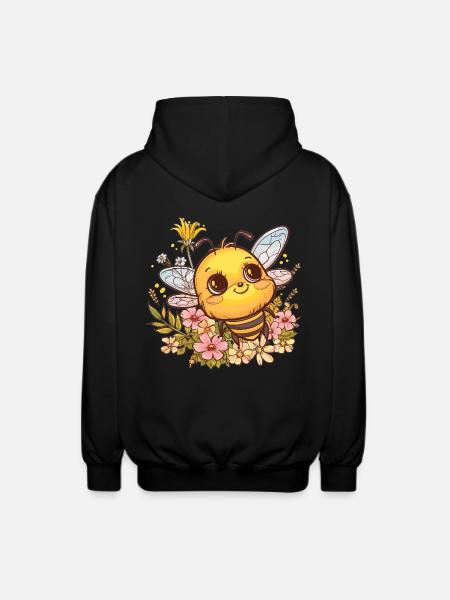 Honigbiene mit Blumenkranz - Unisex Kapuzenjacke - Schwarz
