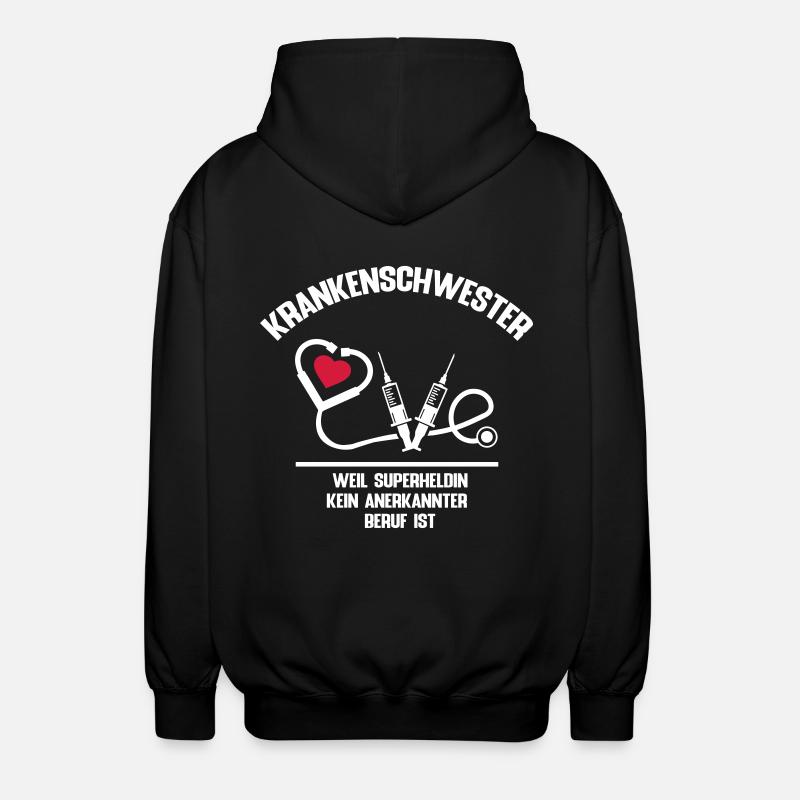 Krankenschwester Superheldin Beruf Medizin - Unisex Kapuzenjacke - Schwarz