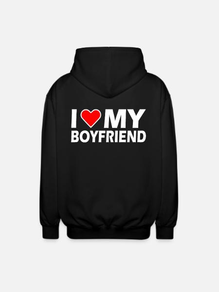 I love my boyfriend - Unisex Hooded Jacket - black