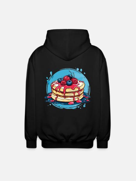 Pancakes with berries - Unisex Hooded Jacket - black