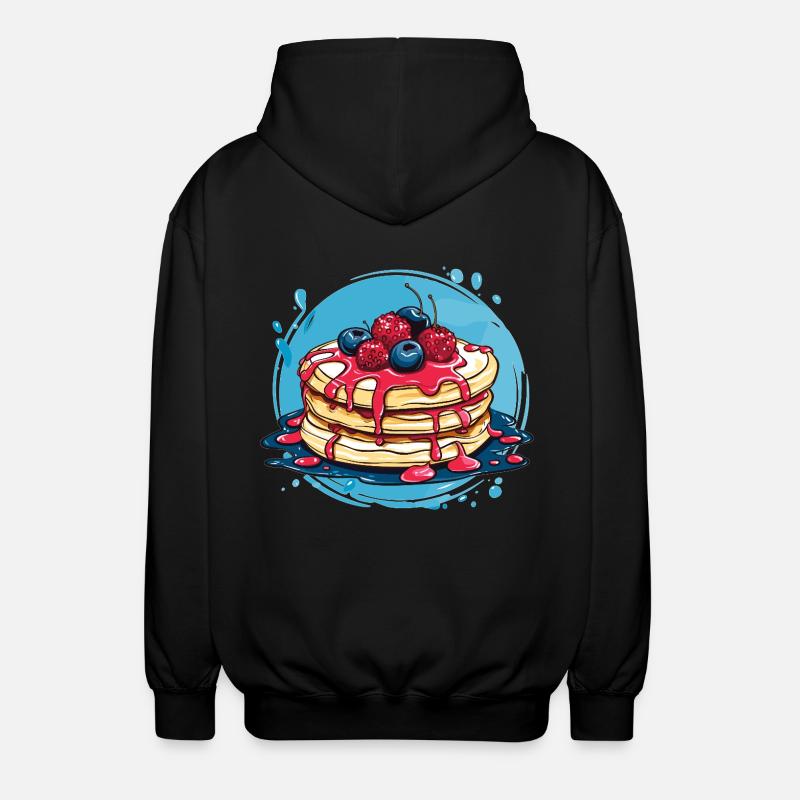 Pancakes mit Beeren - Unisex Kapuzenjacke - Schwarz