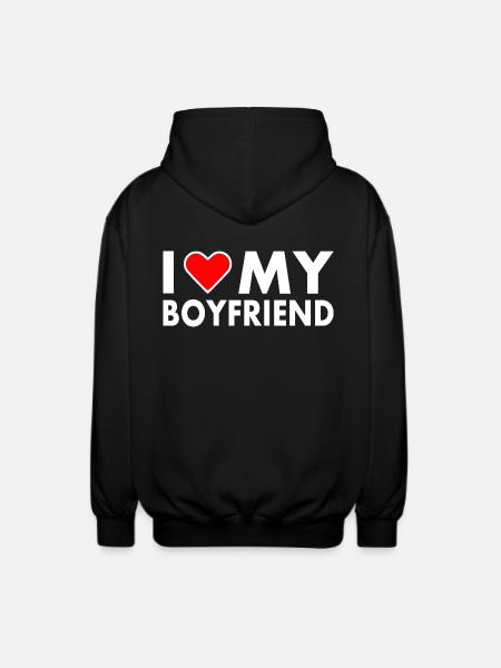 I love my boyfriend - Unisex Hooded Jacket - black