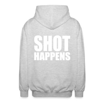 Shot happens - Unisex Hooded Jacket - light heather grey - Back - AI Model Male 185 light (185cm)