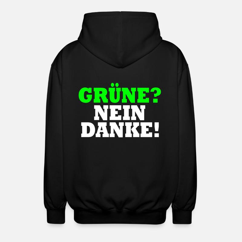 Grüne Nein Danke - Unisex Kapuzenjacke - Schwarz