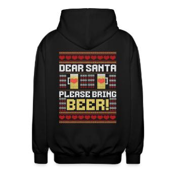 Dear Santa Please Bring beer Ugly Christmas Sweate - Unisex Kapuzenjacke - Schwarz - Hinten - AI Model Male 185 light (185cm)