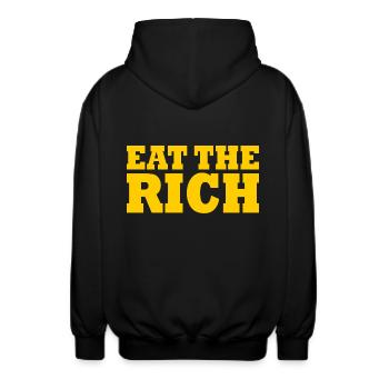 Eat the rich - Unisex Kapuzenjacke - Schwarz - Hinten - AI Model Male 185 light (185cm)