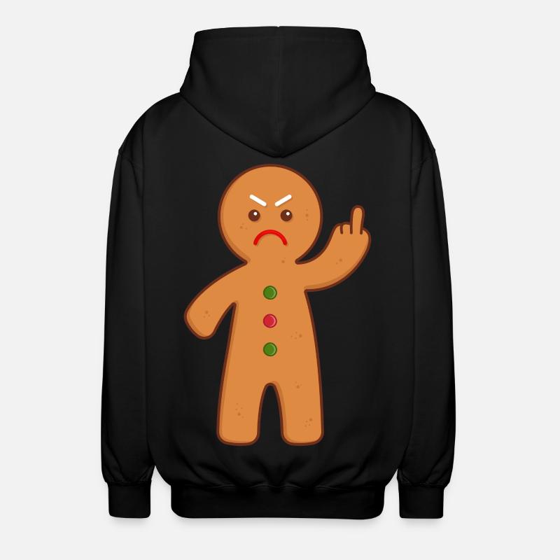 Lebkuchenmann Stinkefinger Mittelfinger - Unisex Kapuzenjacke - Schwarz