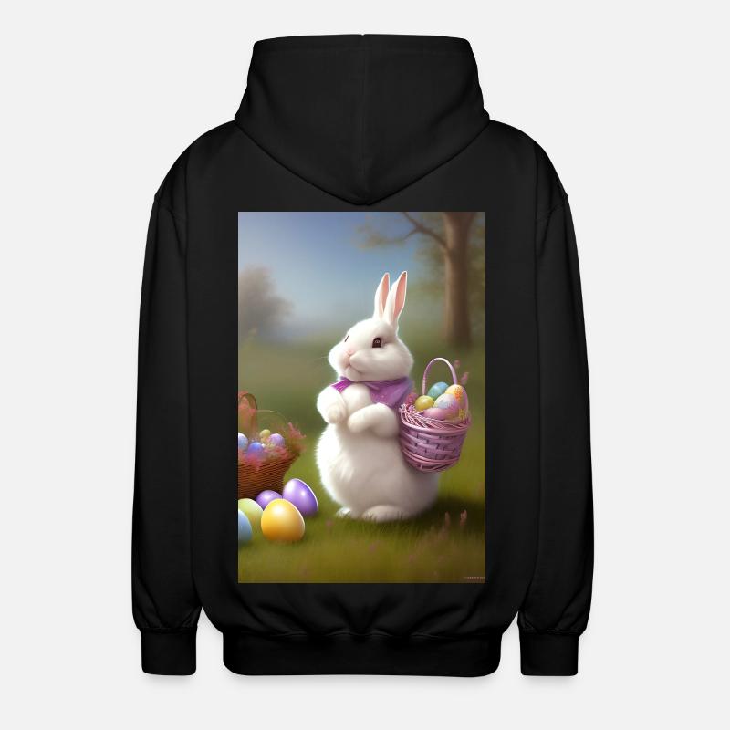 Osterhase mit Oster Eier - Unisex Kapuzenjacke - Schwarz