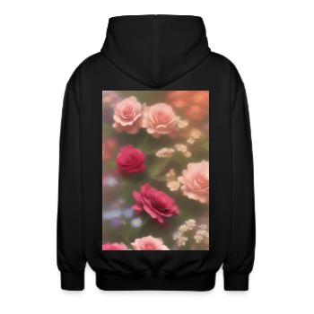 Art floral - Veste à capuche unisexe - noir - Dos - AI Model Male 185 light (185cm)