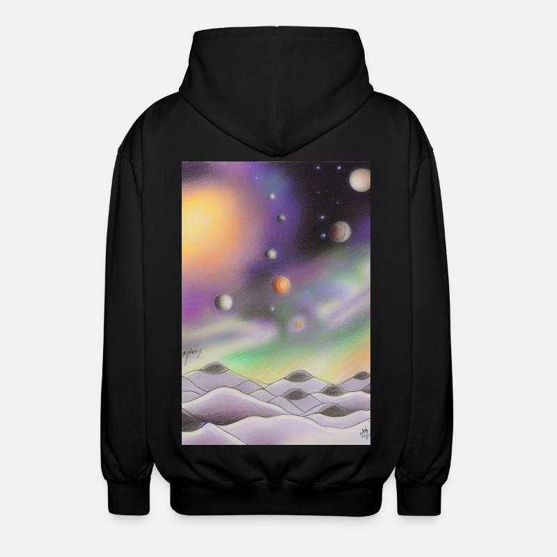 Space and planets - Unisex Hooded Jacket - black