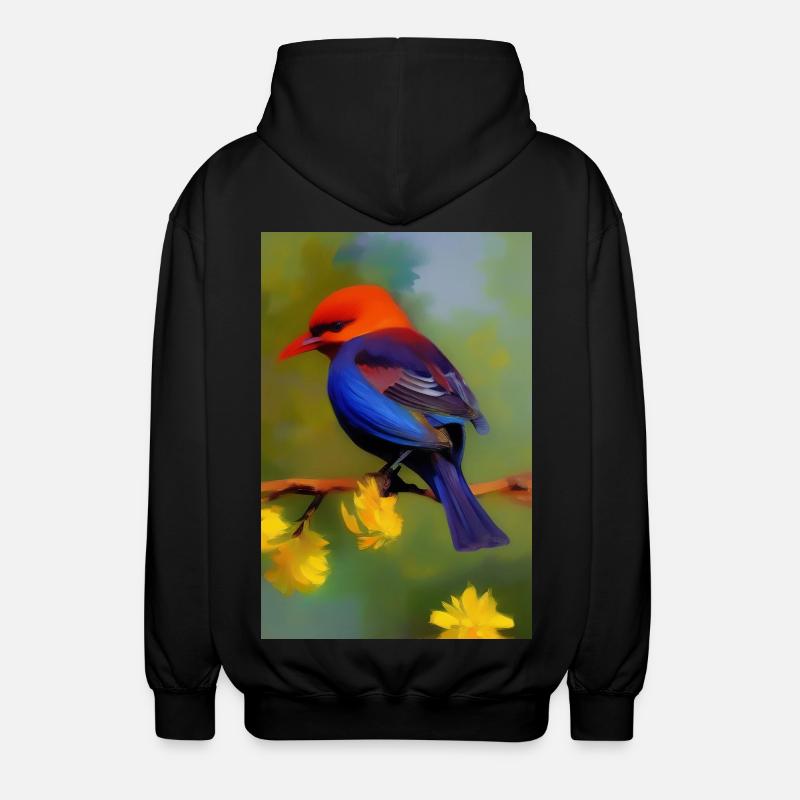 Oiseau sur branche avec fleurs - Veste à capuche unisexe - noir