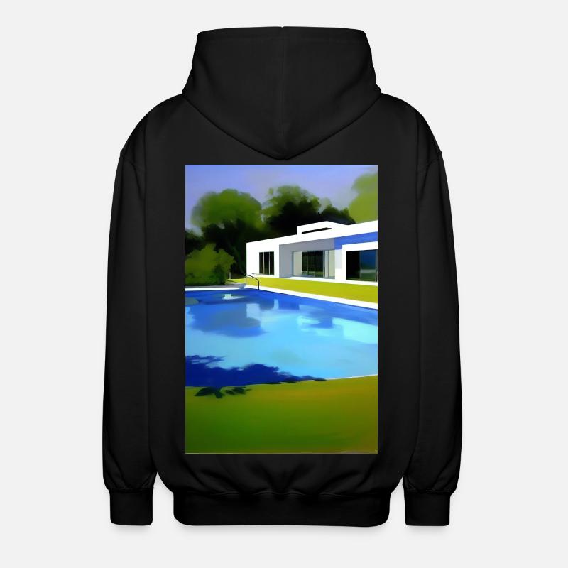 Villa blanche avec piscine - Veste à capuche unisexe - noir