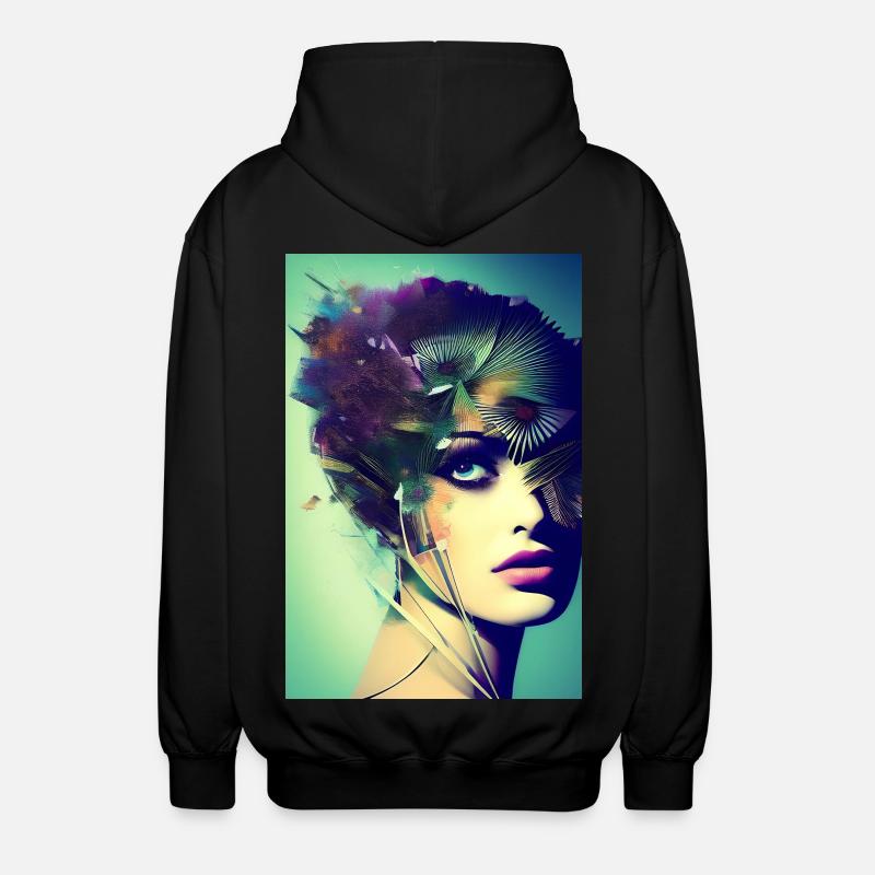 Abstrakte Gesichts Kunst - Unisex Kapuzenjacke - Schwarz