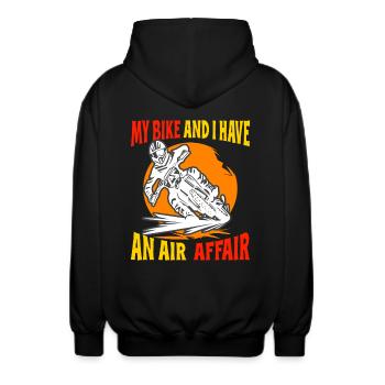 Dirt Biker Riding My Bike & I Have An Air Affair - Unisex Hooded Jacket - black - Back - AI Model Male 185 light (185cm)