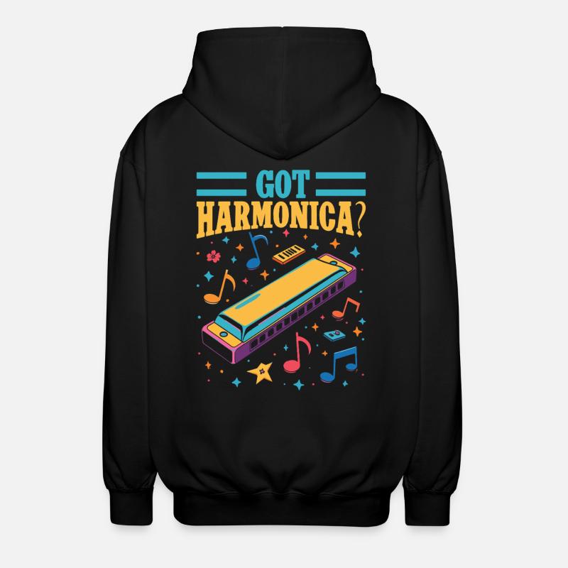 Funny Harmonica Player Got Harmonica - Unisex Kapuzenjacke - Schwarz