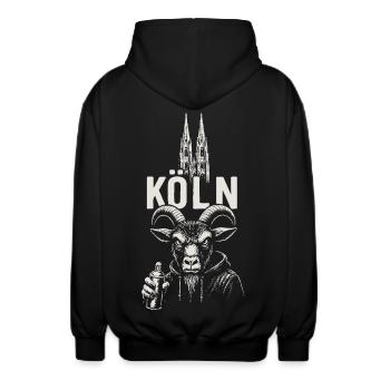 Domstadt Rebellion - Unisex Kapuzenjacke - Schwarz - Hinten - AI Model Male 185 light (185cm)