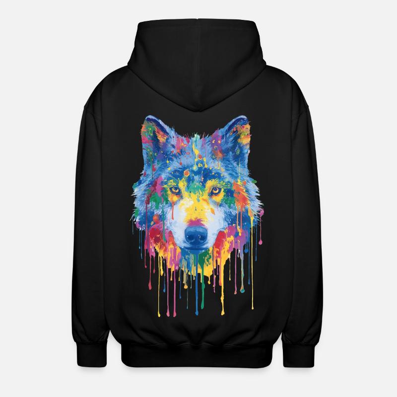 Wolf - Unisex Kapuzenjacke - Schwarz