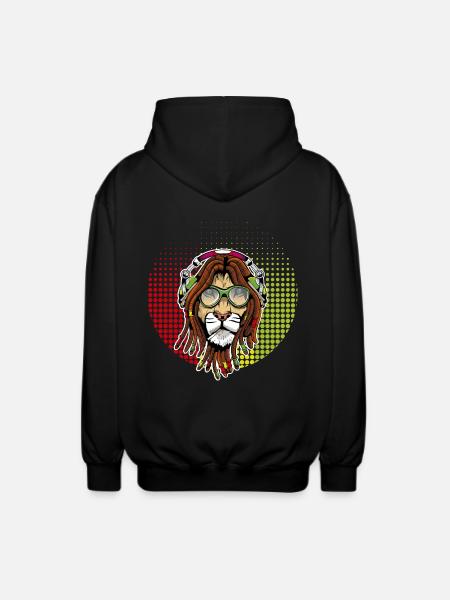 Rastafarian lion - Unisex Hooded Jacket - black