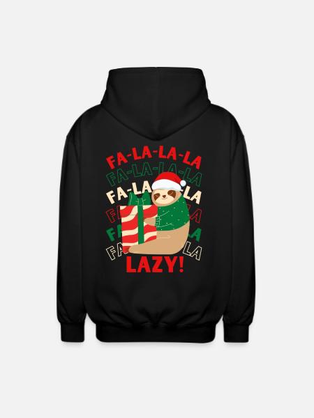 Christmas sloth with a gift - Unisex Hooded Jacket - black