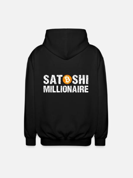 Satoshi Millionaire Cryptocurrency Bitcoin - Unisex Hooded Jacket - black