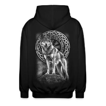 Wolf Vegvisir Rune - Unisex Kapuzenjacke - Schwarz - Hinten - AI Model Male 185 light (185cm)
