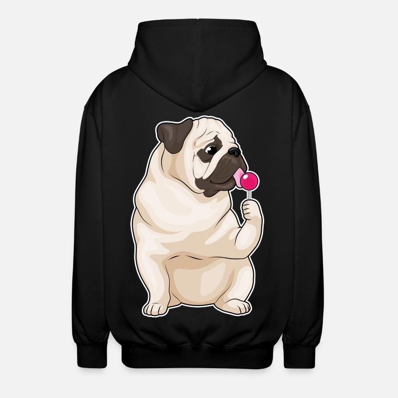 Mops Lollipop - Unisex Kapuzenjacke - Schwarz