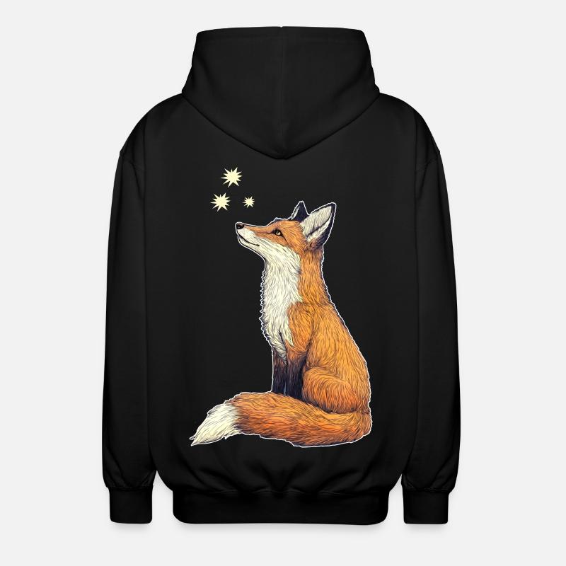 Fuchs mit Sternen - Unisex Kapuzenjacke - Schwarz