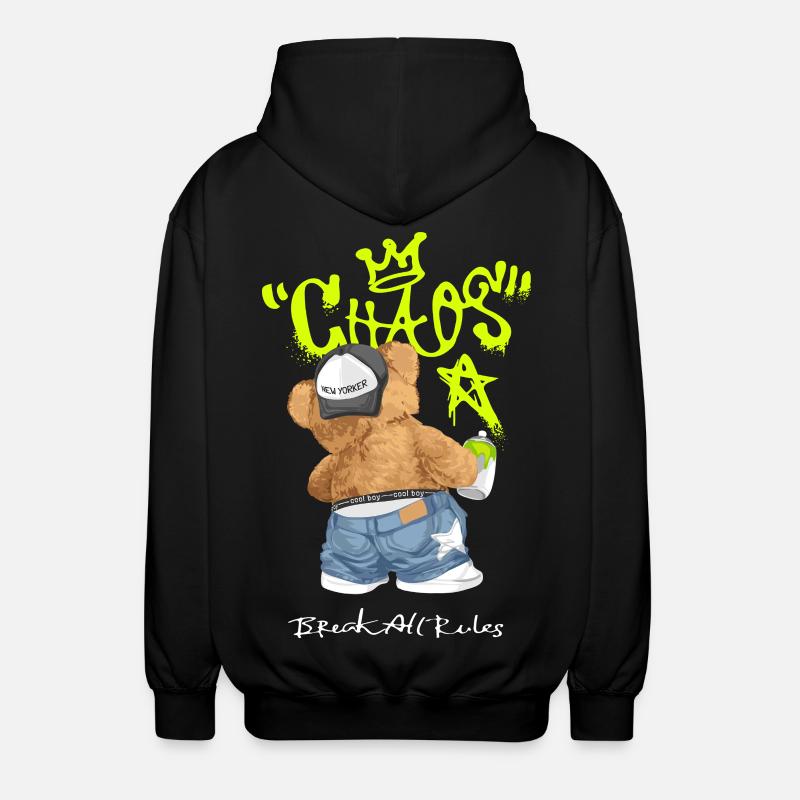 Chaos Bär Graffiti Break All Rules - Unisex Kapuzenjacke - Schwarz
