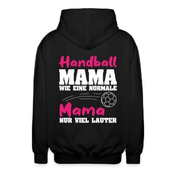Handball Mama - Unisex Kapuzenjacke - Schwarz - Hinten - AI Model Male 185 light (185cm)
